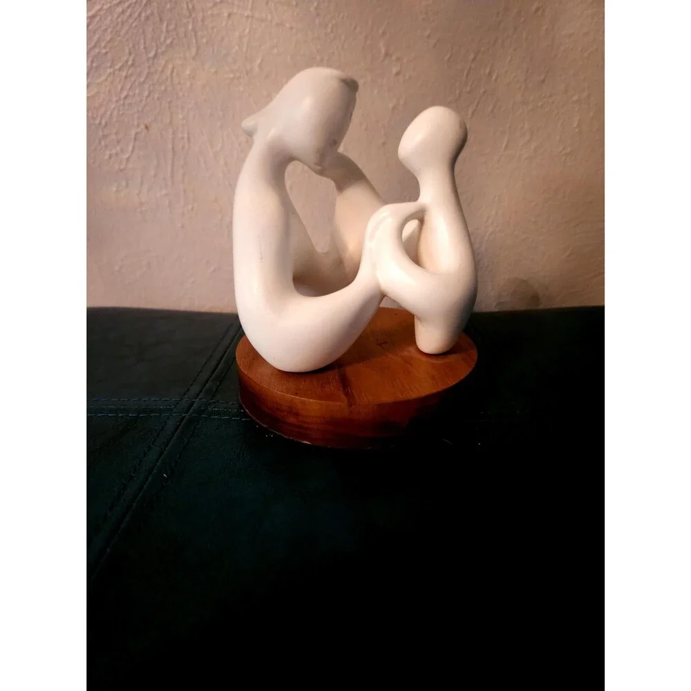 Vintage Circle of Love Figurine, Abstract Mother and Child Sculpture
